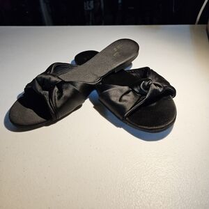 MIA Black Satin Women's Flat/ Slide Sandal